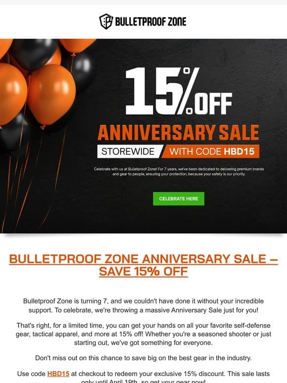 Happy Anniversary， BPZ! Save 15% OFF your next purchase.