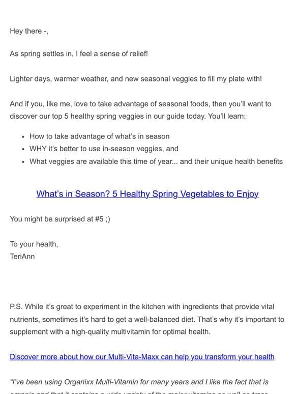 Healthy Spring Veggie Guide → inside