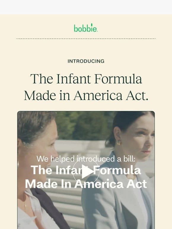 Help pass the Infant Formula Made in America Act.