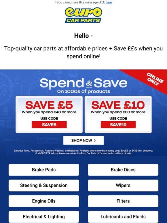Hey — Ready for your MOT? | Get up to £10 Off with Spend & Save*