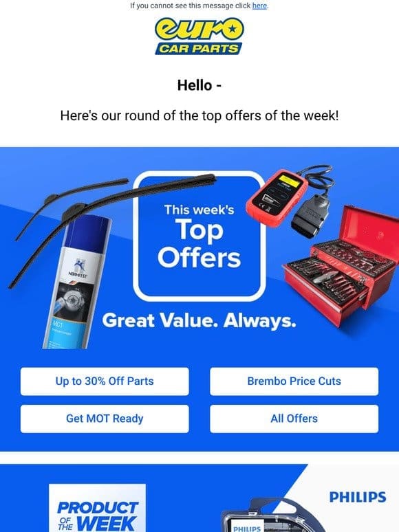 Hey — Up To 30% Off Parts! + Our Great Value Top Offers!