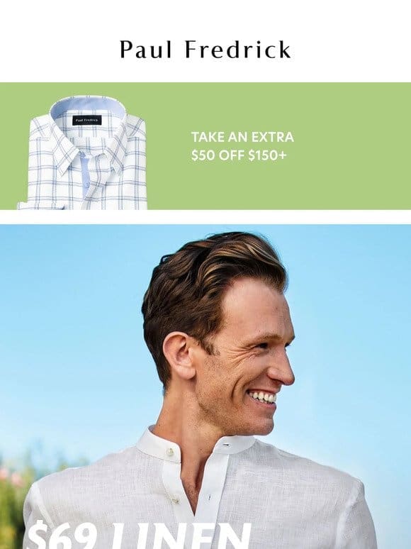 Hey， linen casual shirts are $69.