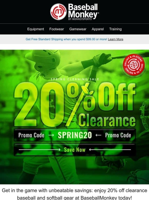 Hit it Out of the Park: 20% Off Clearance at BaseballMonkey!