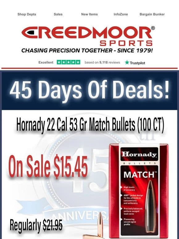 Hornady 22 Cal 53 Gr Match Bullets On Sale!