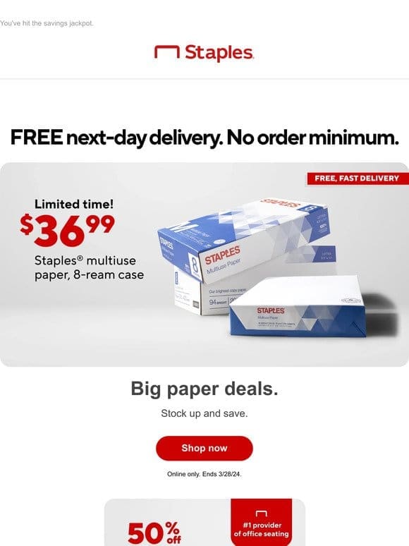 Hot deal awaits! Just $36.99 for 8-reams of paper.