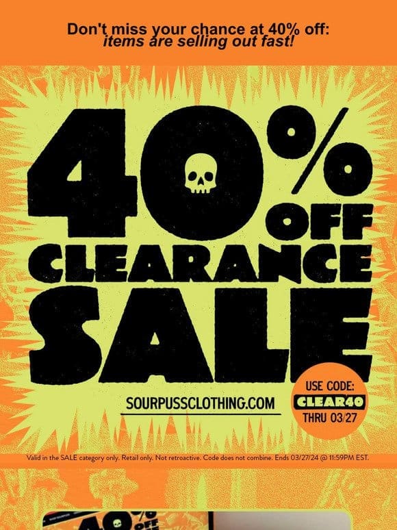 Hurry! 40% Off Clearance – Items Are Selling Out Fast!
