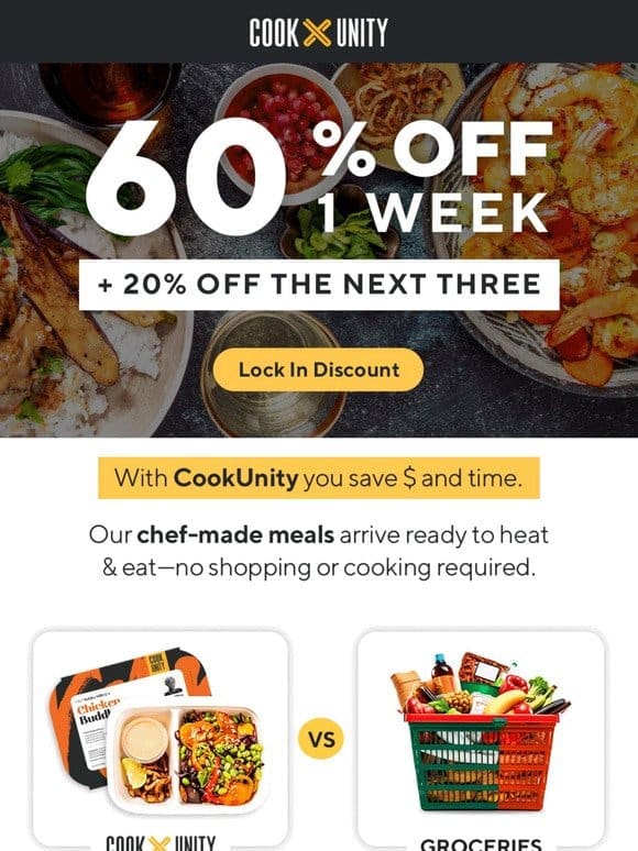Hurry! 60% off chef-crafted meals ends soon