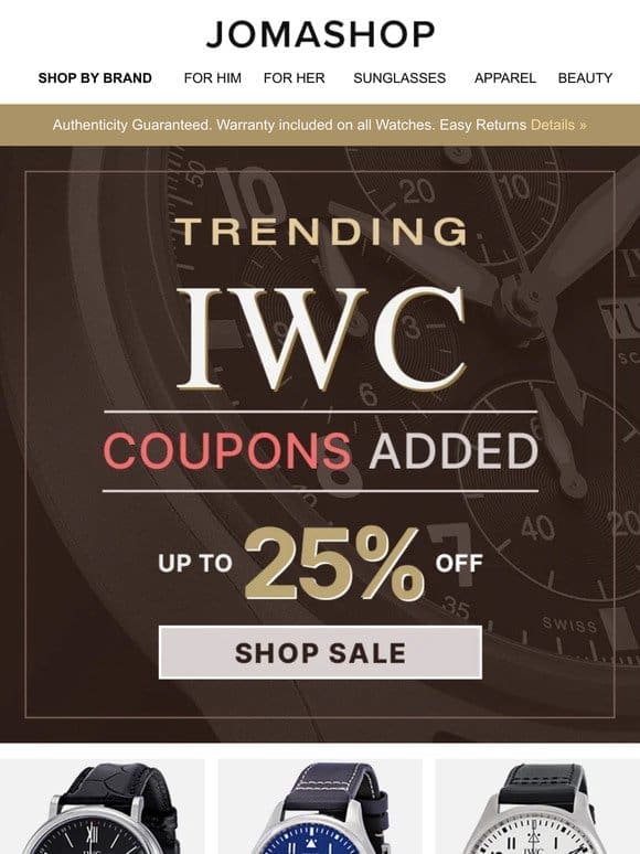 IWC WATCHES SALE: Coupons Added!