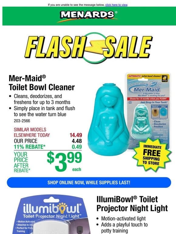 IllumiBowl® Toilet Projector Night Light ONLY $2.99 After Rebate*!