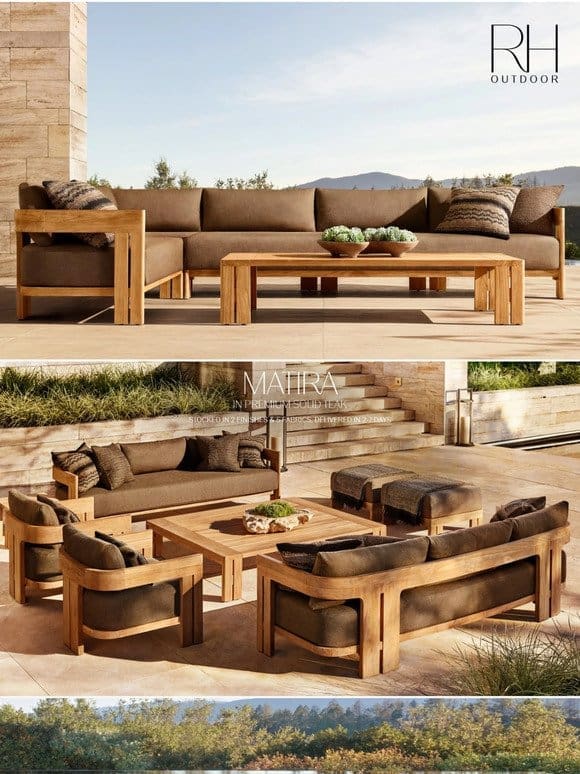 In-Stock Outdoor Collections in Solid Teak or Aluminum
