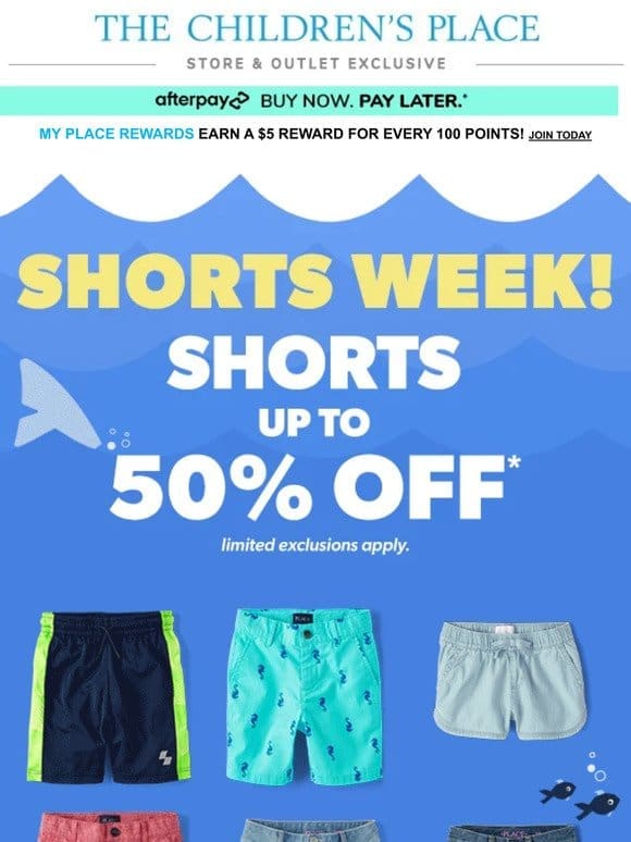 In Stores NOW: Up to 50% OFF ALL SHORTS!