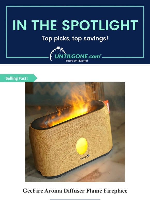 In the Spotlight – 79% OFF GeeFire Aroma Diffuser Flame Fireplace