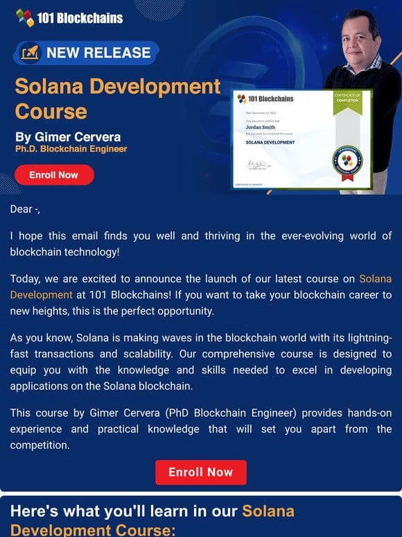 Introducing 101 Blockchains’ Solana Development Course!