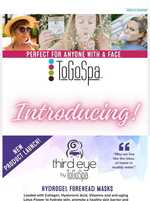 Introducing….. Third Eye by ToGoSpa. A brand new Forehead mask! Try it today!