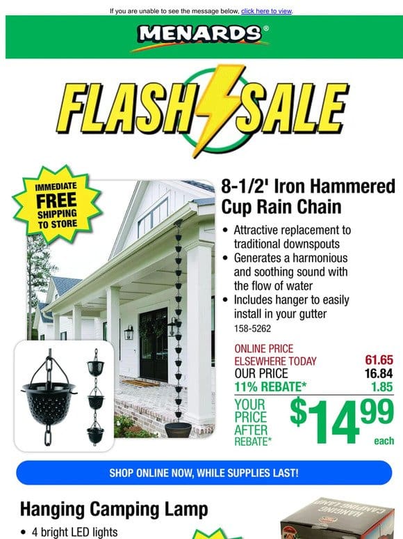 Iron Hammered Cup Rain Chain ONLY $14.99 After Rebate*!