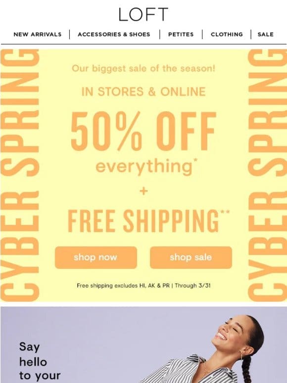 It’s CYBER SPRING! 50% off everything + FREE shipping!