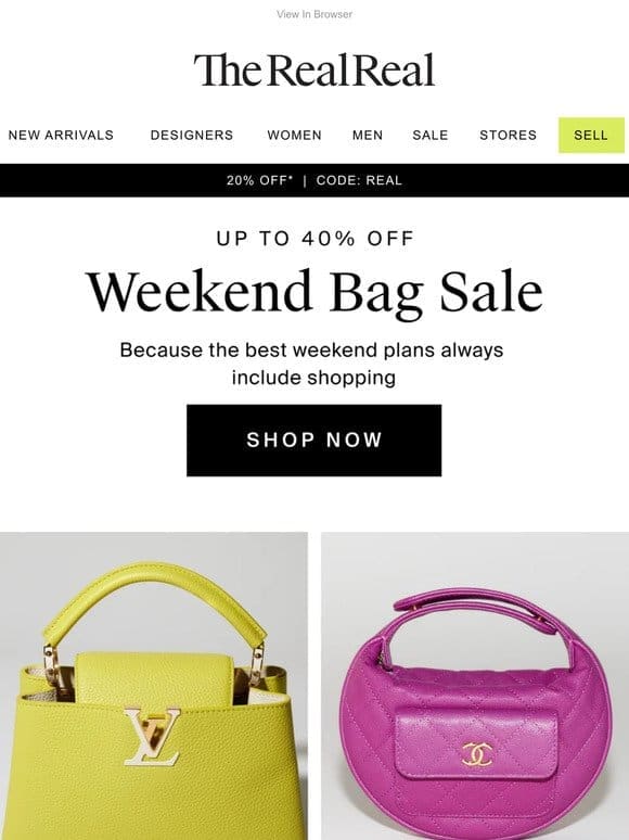 It’s Friday. Bags are up to 40% off.