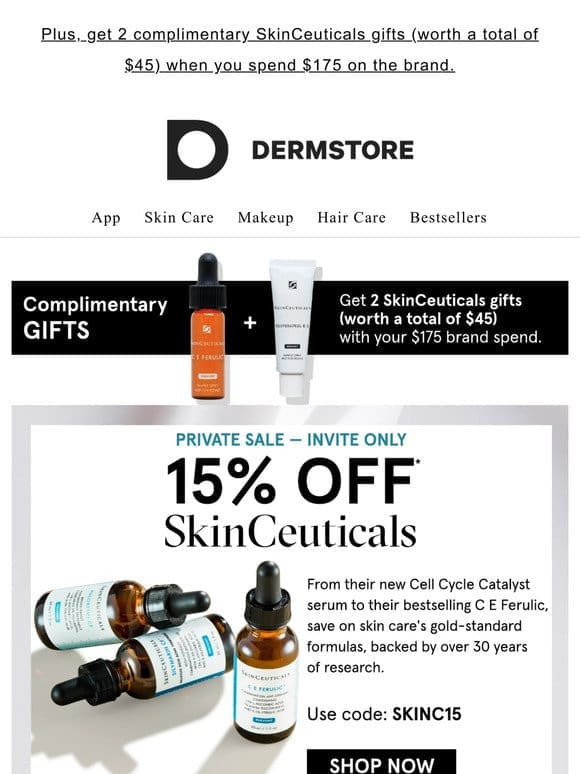 It’s HERE: Your invite to 15% off SkinCeuticals