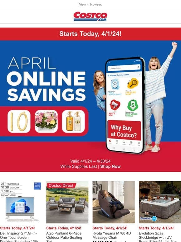 It’s Here! April Online Savings Start Today!