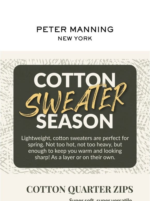 JUST IN: It’s Cotton Sweater Season!