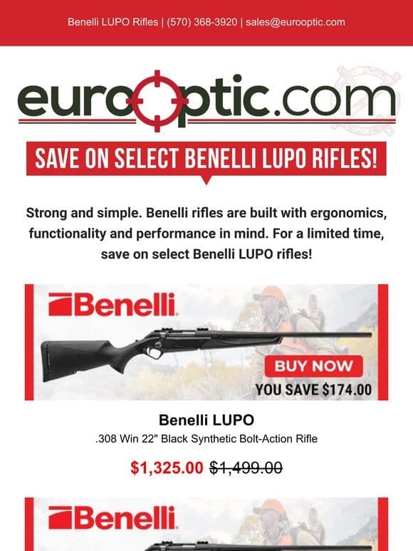 JUST IN: Save on Select Benelli LUPO Rifles!