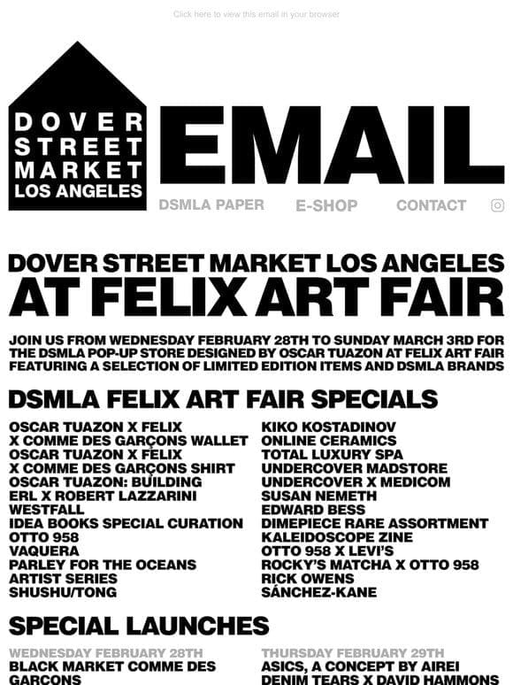 Join us from Wednesday February 28th to Sunday March 3rd for the DSMLA pop-up store at Felix Art Fair