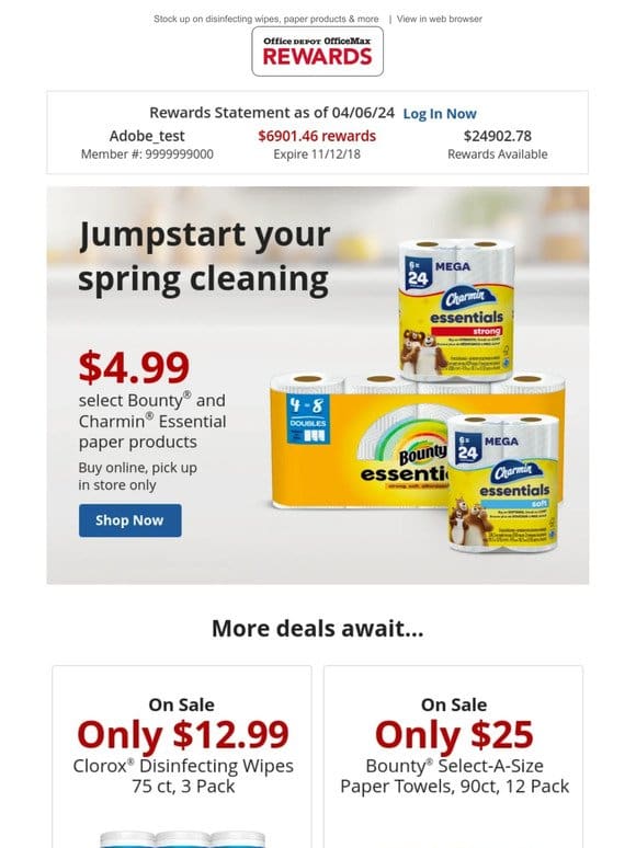 Jumpstart your spring cleaning…$4.99 Bounty® & Charmin® Essentials and more