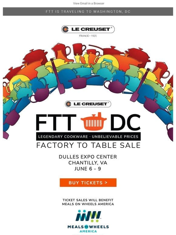 Just Announced! Factory to Table Destination Event in Washington， DC