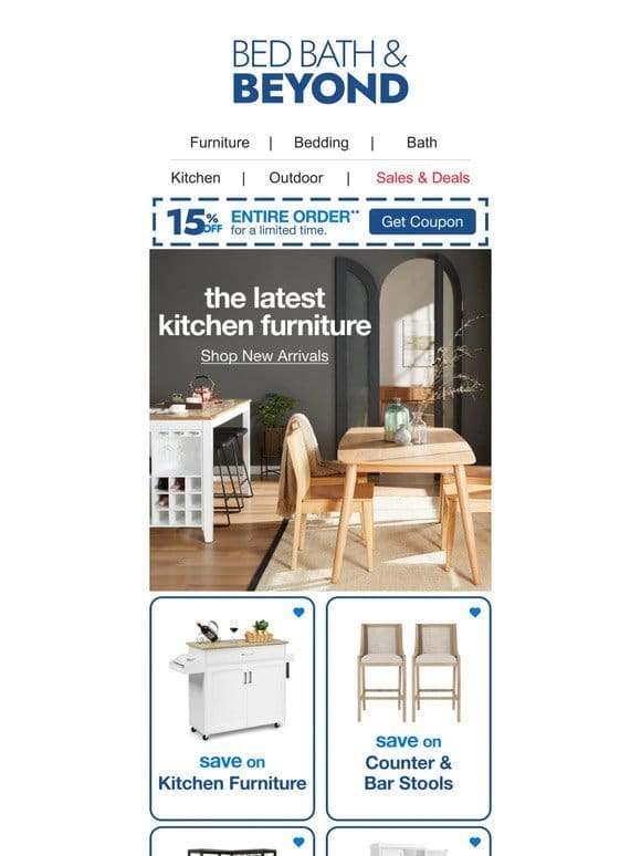 Just In: 15% off The Latest in Kitchen Furniture