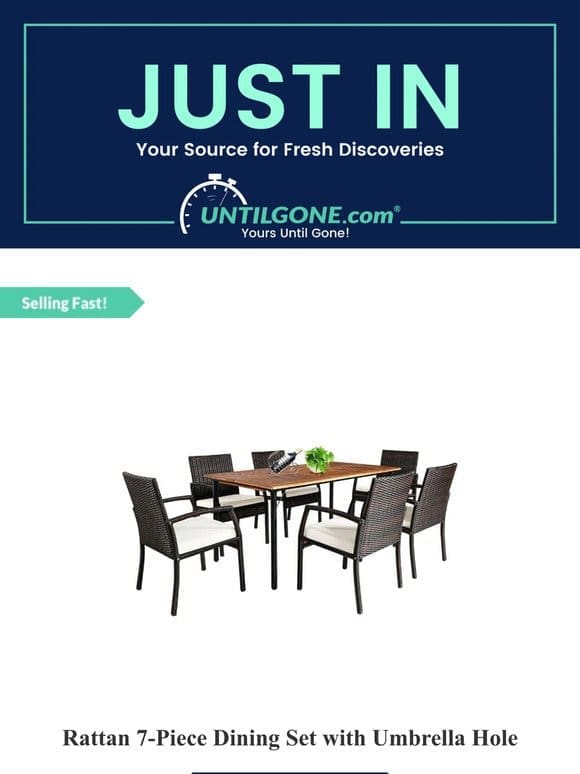 Just In – 65% OFF Rattan 7-Piece Dining Set with Umbrella Hole