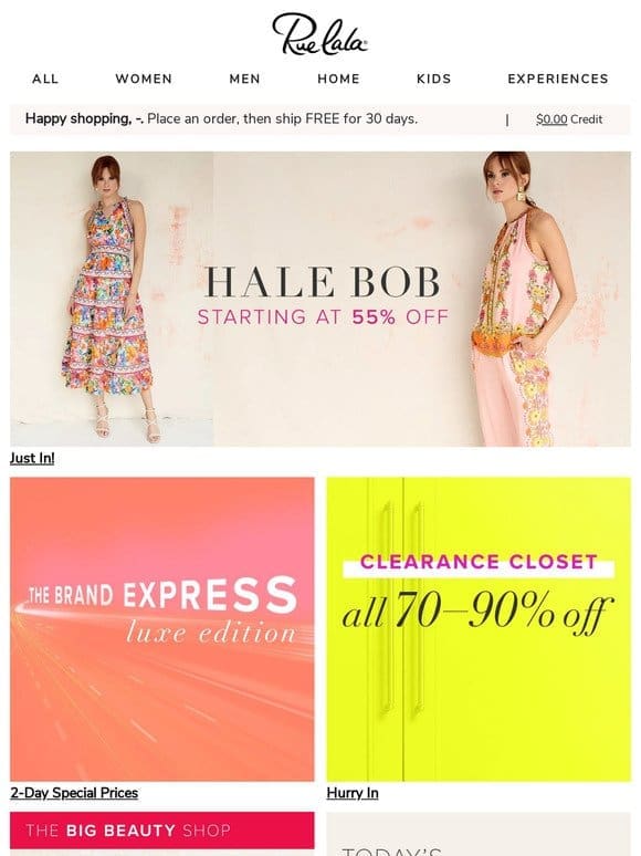 Just In! Hale Bob Starting at 55% Off • 2-Day Luxe Brand Express