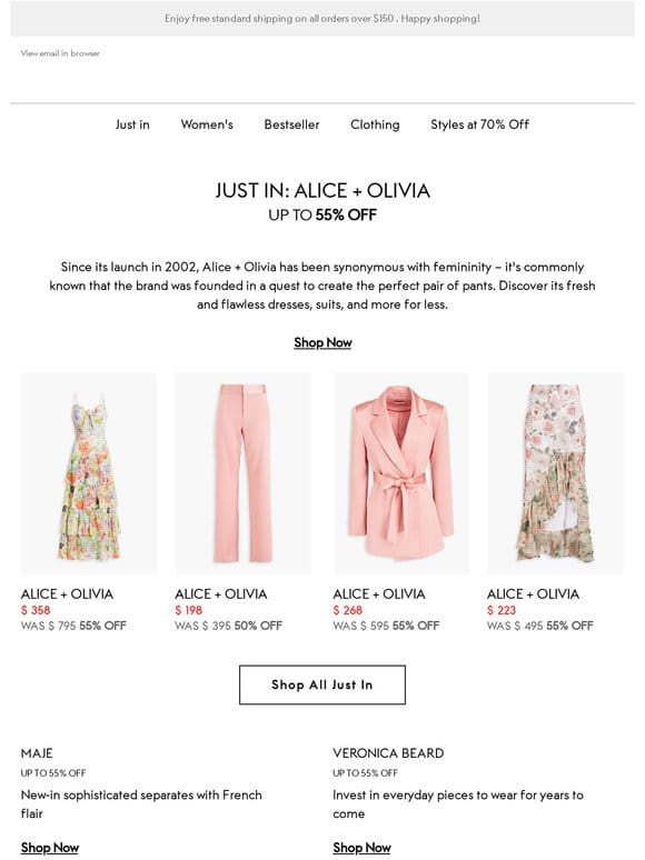 Just-dropped Alice + Olivia at up to 55% off