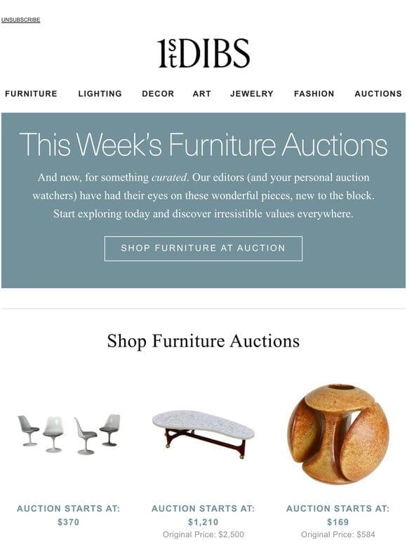 Just for you: Our furniture auction picks