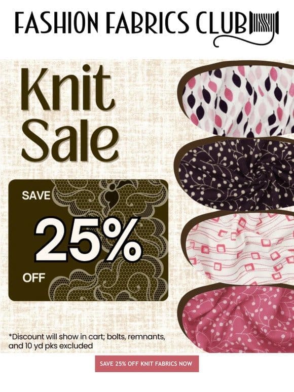 Knit Fabric Sale   Save 25% Off