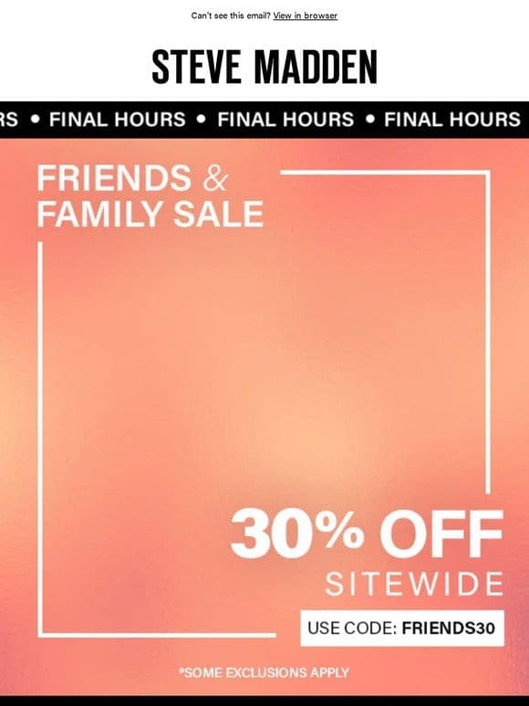 LAST CALL FOR 30% OFF SITEWIDE