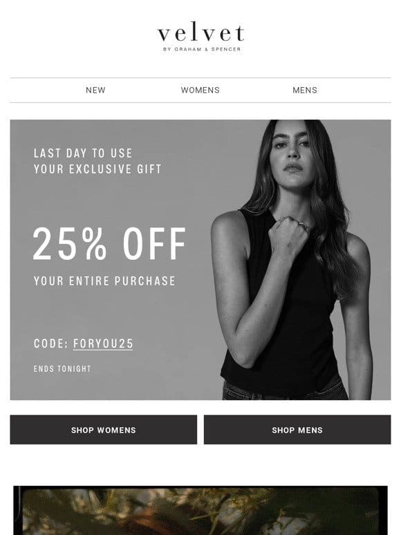 LAST DAY! 25% Off Your Purchase