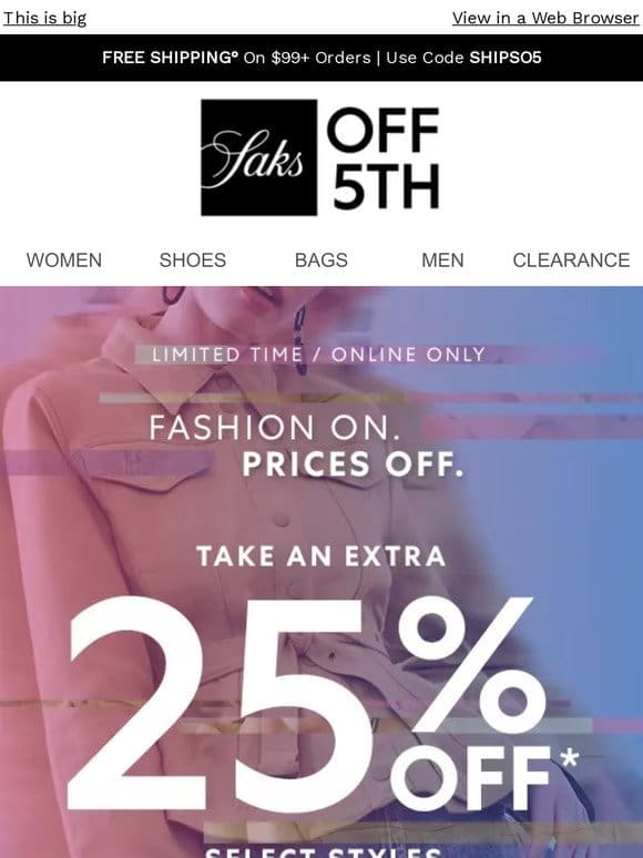 LIMITED TIME: Extra 25% OFF top spring styles