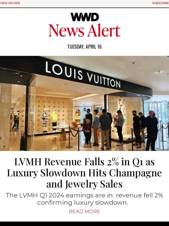 LVMH Revenue Falls 2% in Q1 as Luxury Slowdown Hits Champagne and Jewelry Sales