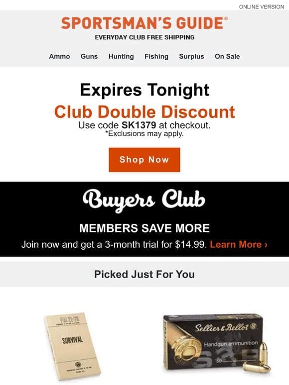 Last Call: Club Double Discount