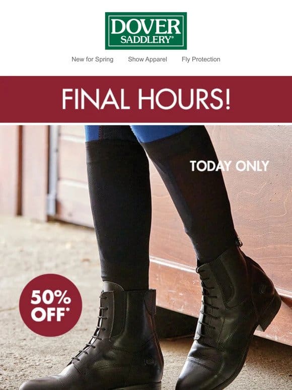 Last Call to Save 50% Off Select Footwear!