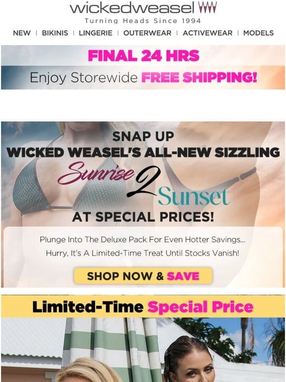Last Chance: 24HRS Left for FREE Shipping & Sizzling New Bikini Deals!
