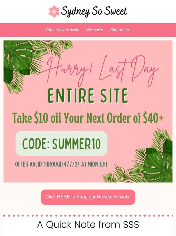 Last Day for $10 Off!