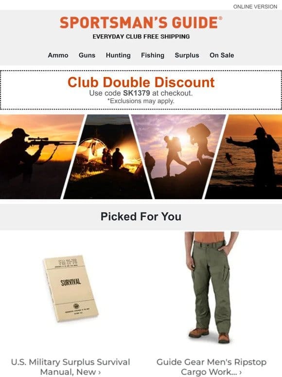 Last Day for Club Double Discount