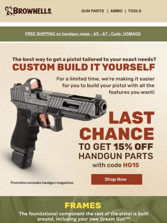 Last Day to Get 15% OFF handgun parts