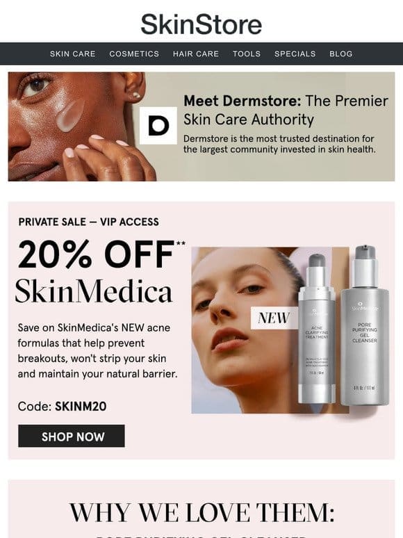 Last chance: 20% off SkinMedica at Dermstore