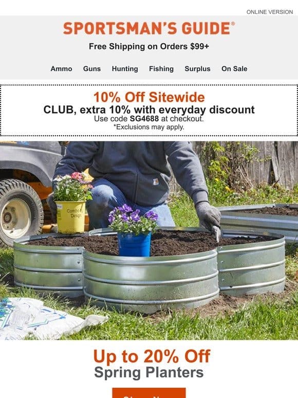 Last day to save 10% Off Your Order | Spring Planter Sale