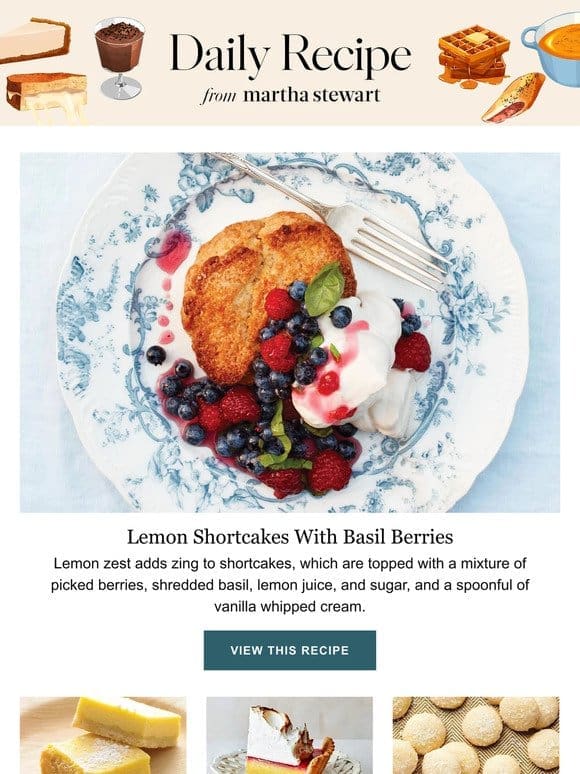 Lemon Shortcakes With Basil Berries