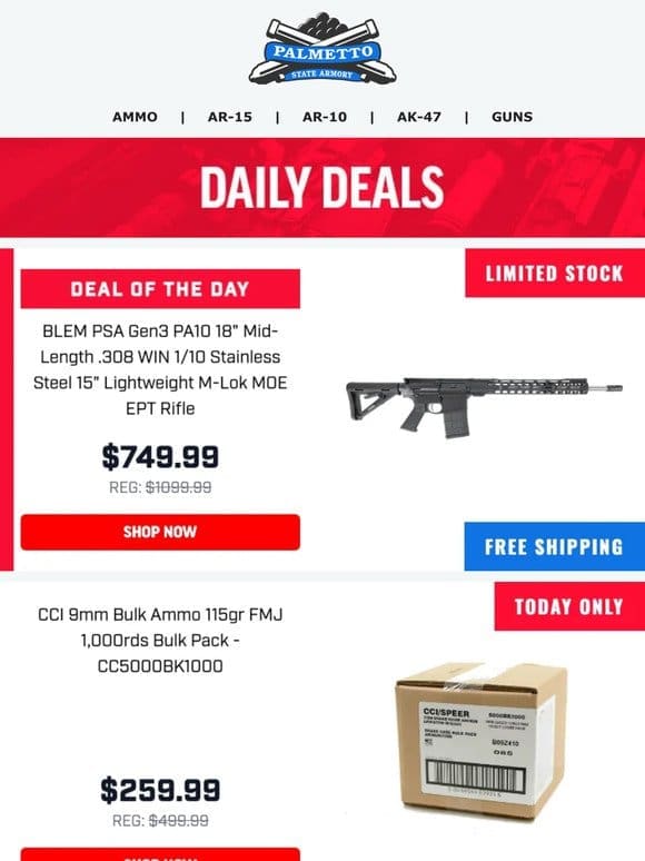 Limited Stock! | BLEM PSA AR-10 18″ Lightweight M-Lok MOE EPT Rifle $749.99 Shipped!