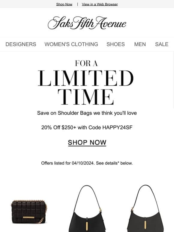 Limited-time offer on Shoulder Bags we think you’ll love
