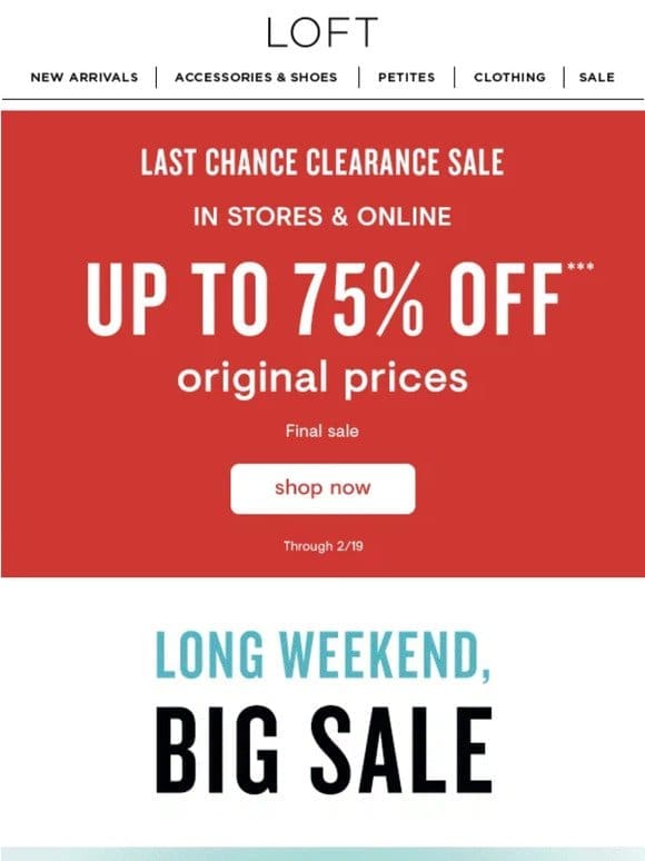 Long weekend… BIG SALE!